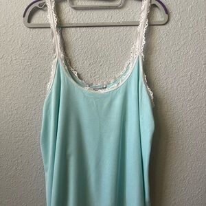 Victoria's Secret Light teal Blue Camisole with White Lace